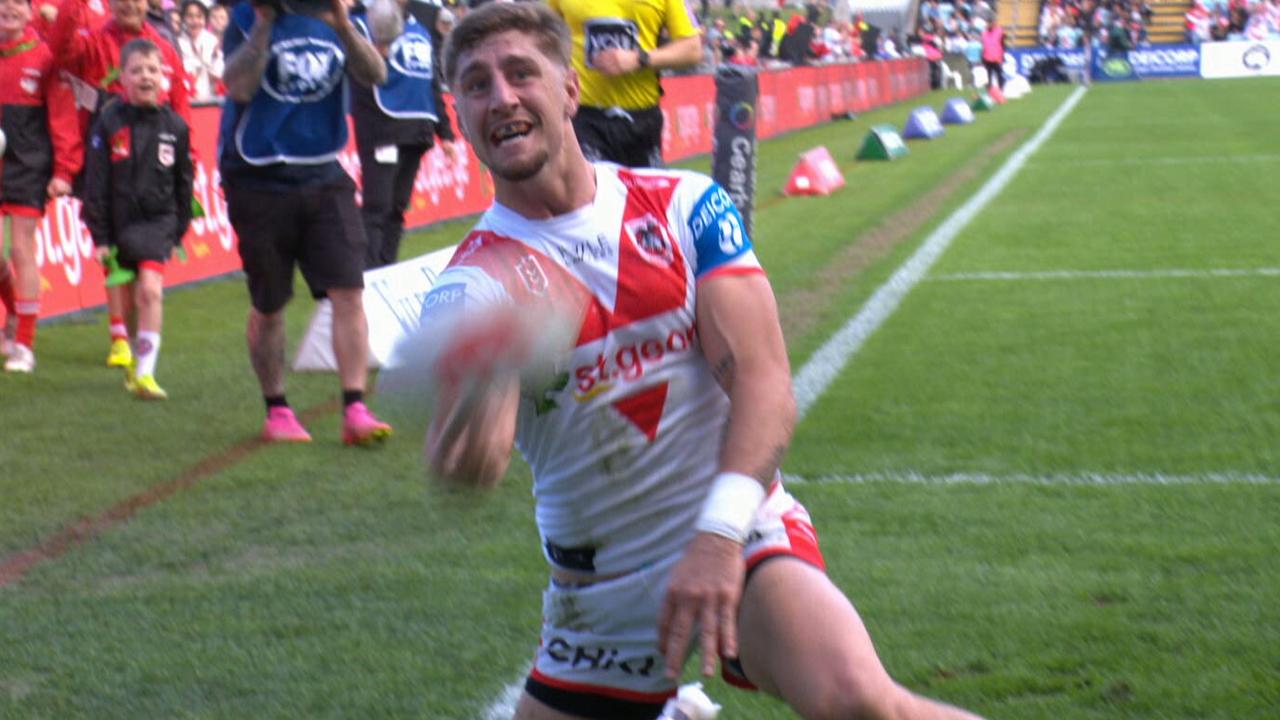 Zac Lomax celebrates scoring against the Titans