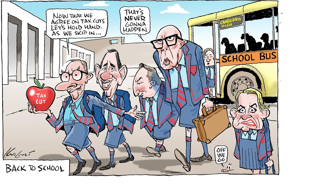 As Australia’s federal MPs and Senators get back to the business of governing the nation, Mark Knight reflects on the similarities between Parliament House and the squabbles of the schoolyard. Picture: Mark Knight