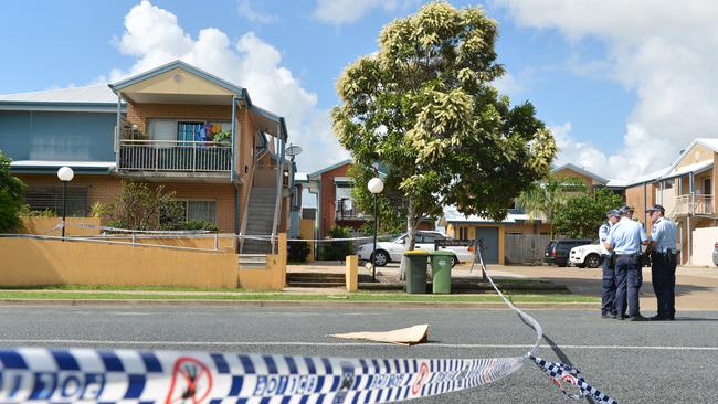 Police guard a crime scene on Boddington Street, East Mackay, after Shandee Blackburn was murdered there in the early hours of Saturday morning. Photo Lee Constable / Daily Mercury