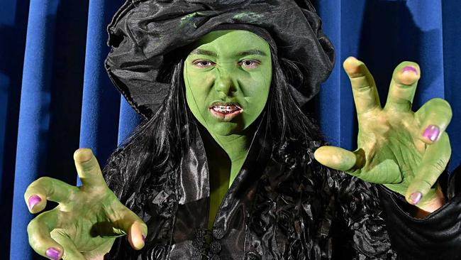 WICKED: Elphaba, played by Reese Corner, 15, is ready for opening night. Picture: Warren Lynam