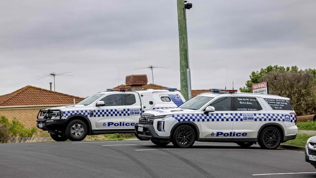 Police moved away from the Islamic centre as mourners started to arrive. Picture: NewsWire / David Geraghty