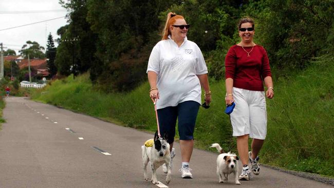 Locals walking their dogs on the track.