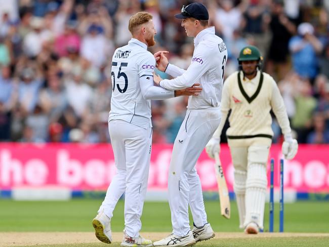 Mark Taylor pins Usman Khawaja’s second innings dismissal on Ben Stokes’ captaincy rather than the delivery itself. Picture: Stu Forster/Getty Images