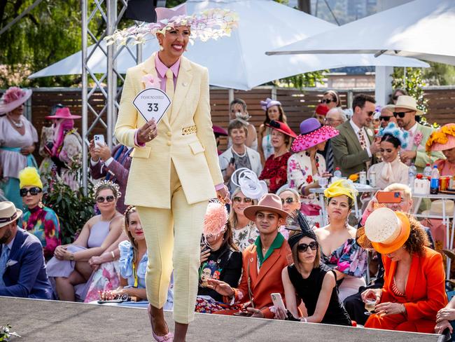 Fashions of the Field is showcased at The Park in Flemington. Picture: Jake Nowakowski