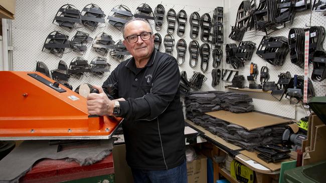 Vlass Vlassopoulos has been making ugg boots since taking over the store ten years ago. Picture:Brett Hartwig