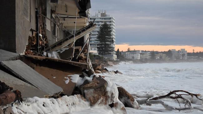 Collaroy Beach Club as the waves began to subside this morning. Picture: Bernie Newsome