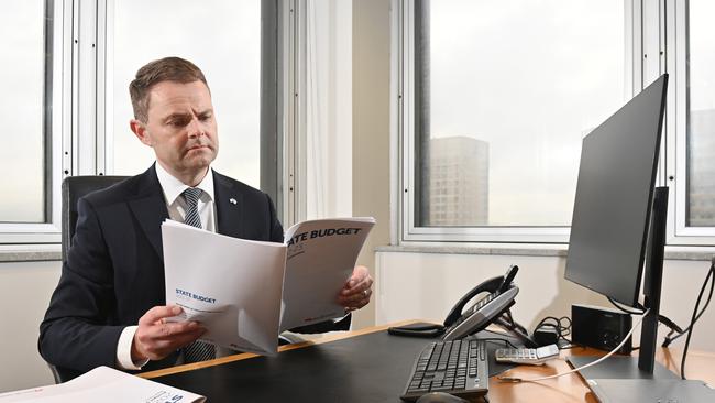 Treasurer Stephen Mullighan in his city office ahead of Thursday’s State Budget. Picture: Keryn Stevens