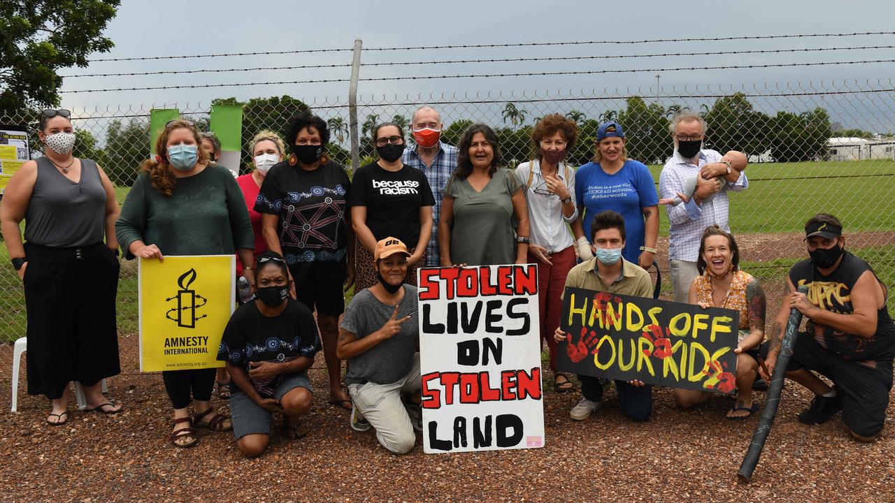 Protesters call for the closure of Youth Detention currently in the Berrimah Prison. Picture: (A)manda Parkinson