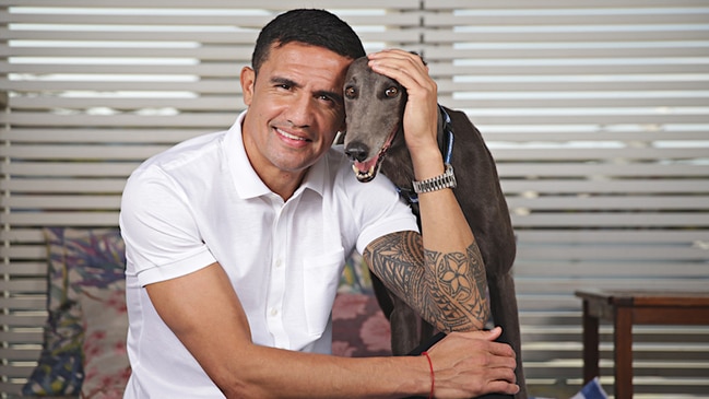 Tim Cahill encourages greyhound dog adoptions