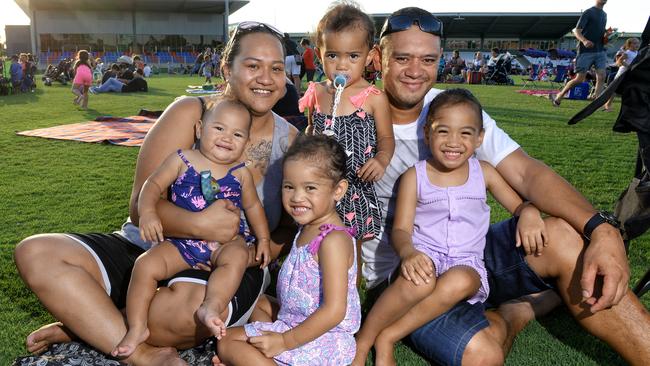 Korina Terei and Tangata Tatuira with their children Taliahna, Tianna, Taniana and Tahina Terei-Tatuira at the Ipswich New Years Eve celebrations at North Ipswich Reserve in 2016. Picture: Rob Williams