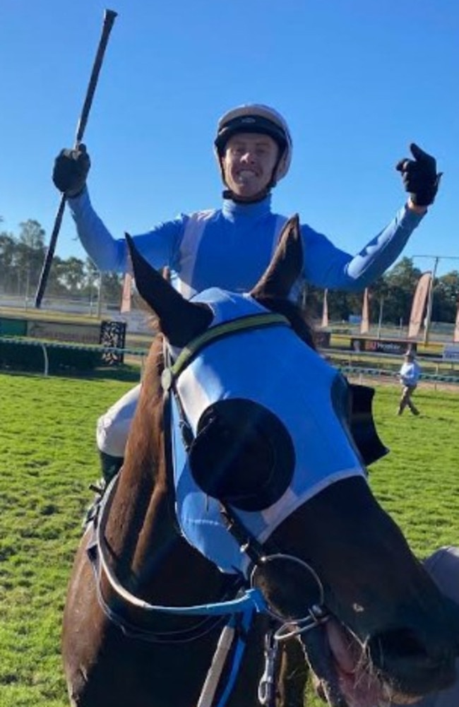 Jockey Les Filley after his Rockhampton Cup win aboard Master Jamie. Photo: Tony McMahon