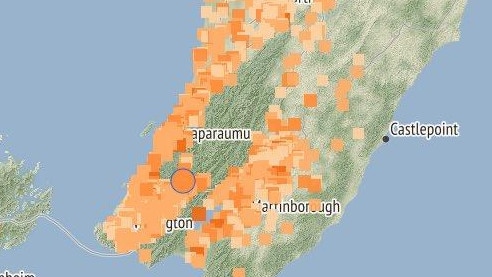 The earthquake was 23km deep and was felt from Whanganui to Wellington. Picture: GeoNet