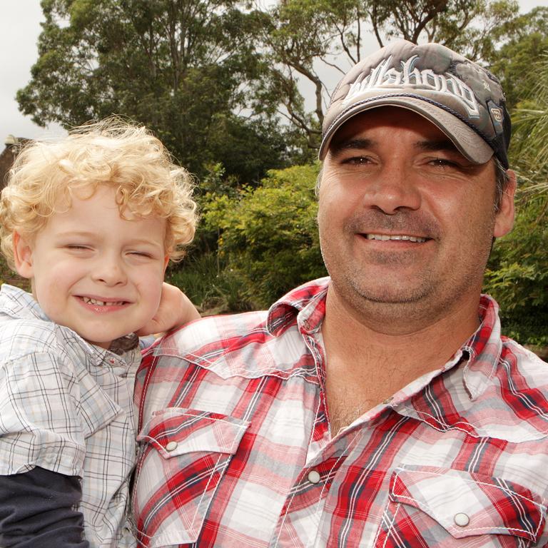 Brandon Beetson when he was three, with his dad, Nigel Beetson.