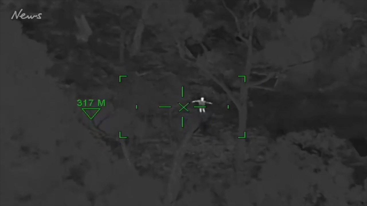 This is the incredible moment an 11-year-old boy missing in dense bushland is discovered by a police helicopter.