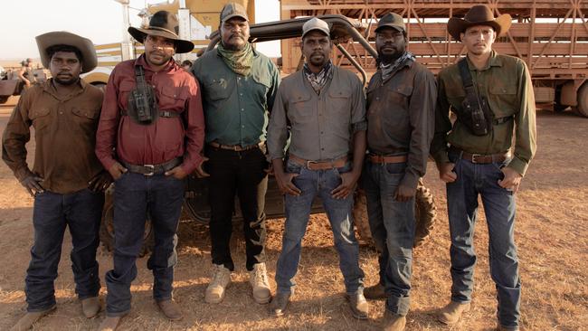 Cast members between takes. The show aims to capture the norms and details of life on a Top End cattle station. Picture: Supplied.