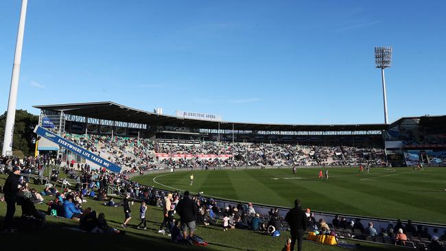 The view from the hill of fans at Blundstone Arena. Picture: Nikki Davis-Jones