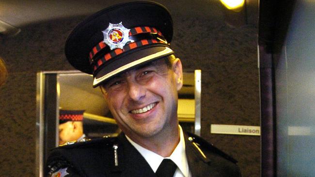 MFS Commander Roy Thompson inside the new Incident Command Vehicle (ICV) fire truck at its media launch in Adelaide. Picture: File