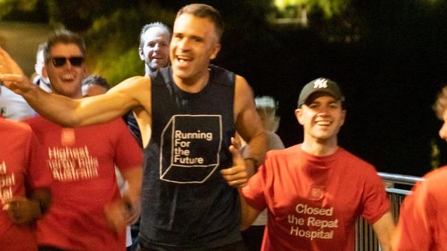 Members of the SA Young Liberals joined Labor leader Peter Malinauskas on his Wednesday run. Picture: SA Young Liberals / Facebook