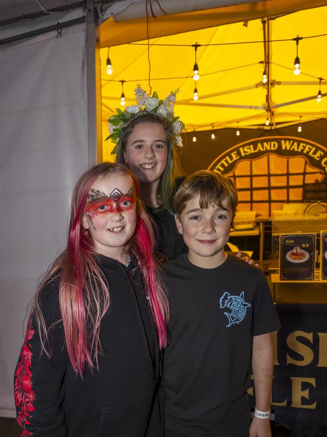 Chloe Miller, Evie Miller and Edward Doyle. Willie Smiths Mid-Winter Festival. Picture: Caroline Tan