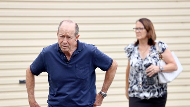 Parents of Rohan Dennis, Brenton and Debbie Dennis leave the Medindie house. Picture: Kelly Barnes