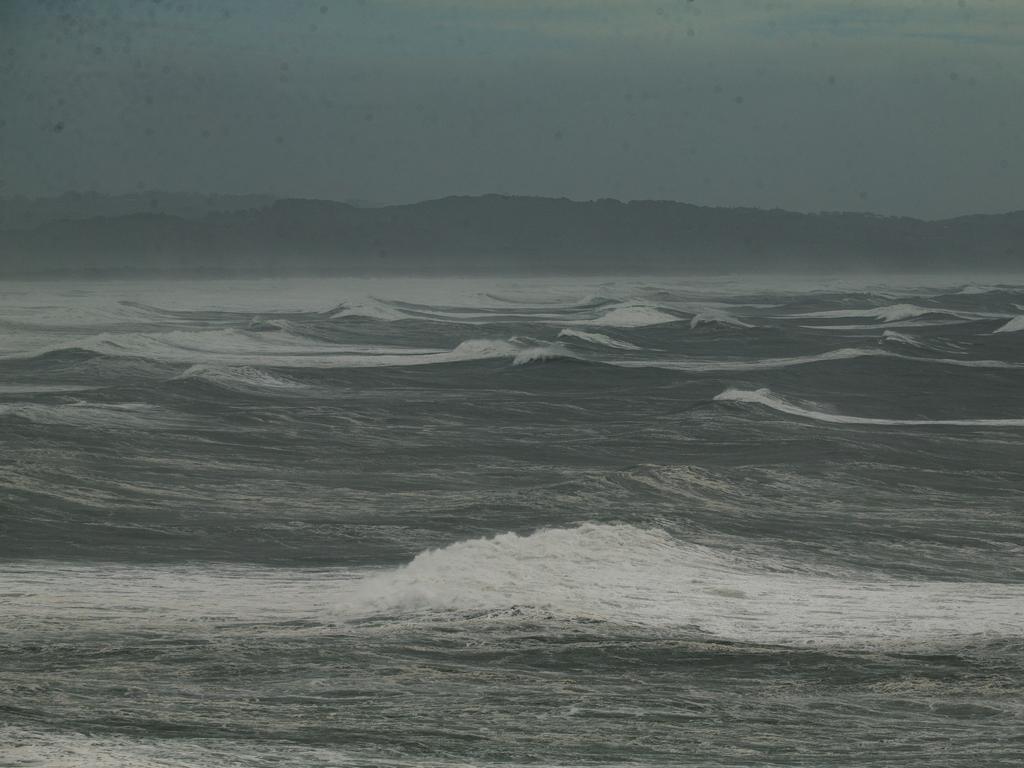 The scene at 7 Mile Beach at Lennox Head as the community braces ahead of Tropical Cyclone Alfred. Picture: NewsWire / Glenn Campbell