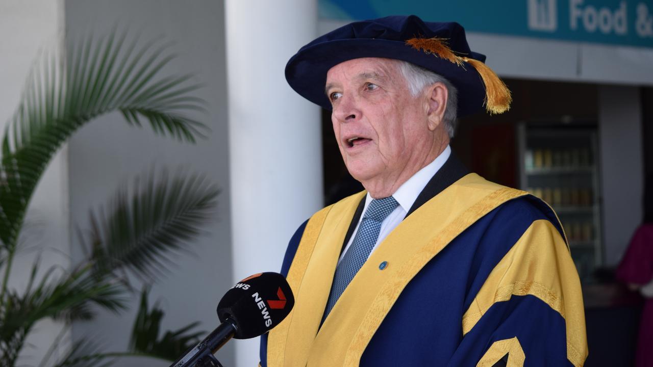 Retiring chancellor Bill Tweddell oversees his final graduation.