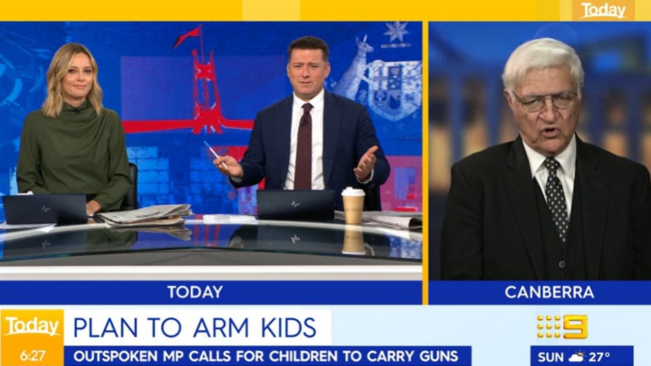 A bold call to arm Australian children was met with criticism on Friday. Picture: Nine