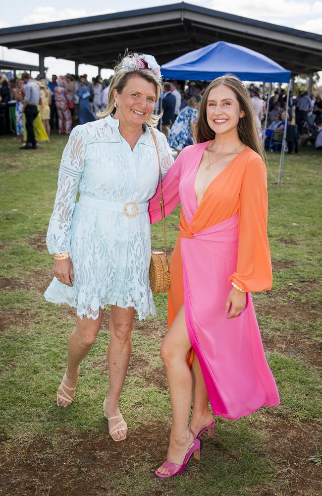 Jo Glasheen (left) and Anna Wilshire at the Clifton Races hosted by Clifton Jockey Club, Saturday, October 28, 2023. Picture: Kevin Farmer