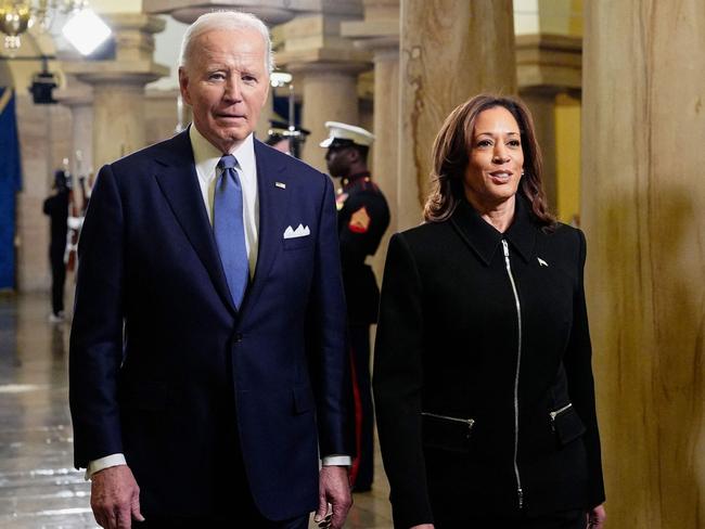 US President Joe Biden and Vice President Kamala Harris ahead of the inauguration of Donald Trump as the 47th president of the United States on January 20, 2025. Picture: Melina Mara/AFP