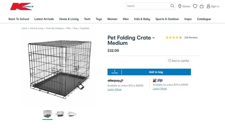 Kmart crate cheap dog