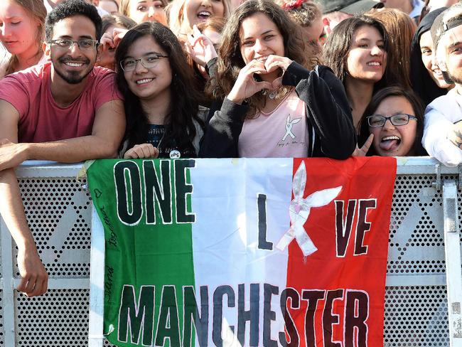 Music fans gather at the One Love Manchester benefit concert for the families of the victims of the May 22, Manchester terror attack, at Emirates Old Trafford in Greater Manchester on June 4, 2017. Picture: Dave Hogan for One Love Manchester