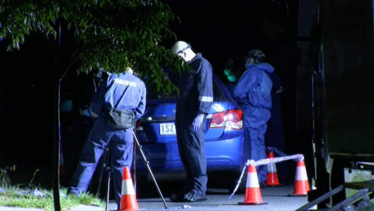 Detectives attended the scene on Sunday night. Picture: Nine News