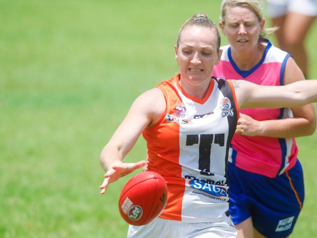 Southern Districts’ Ebony Miller kicked a whopping 10 goals against Tracy Village on Saturday. Picture: GLENN CAMPBELL