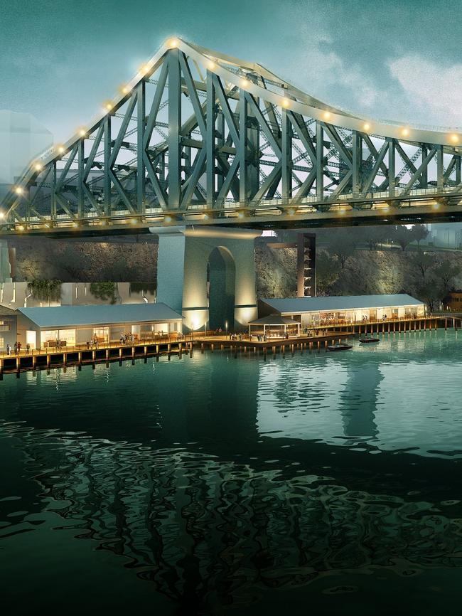 An artist's impression of the new Howard Smith Wharves precinct in Brisbane.