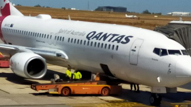 Ground service equipment hit and damaged the plane at Darwin Airport. Picture: Supplied