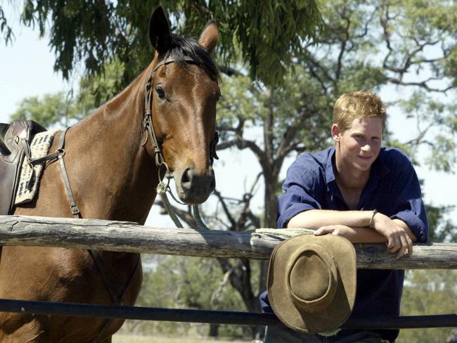 Prince Harry and horse "Guardsman" on Tooloombilla cattle station in Queensland.