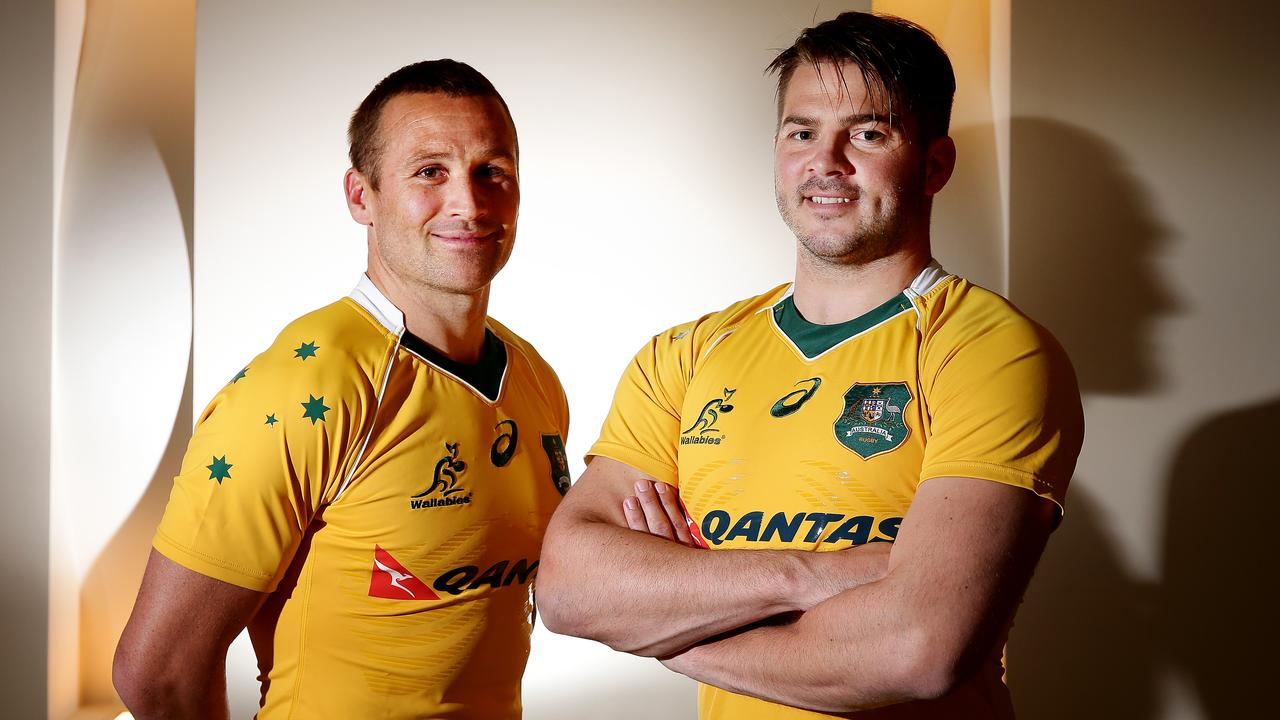 Wallabies players Matt Giteau and Drew Mitchell sneakily sipped the Queen’s drink during a trip to Windsor Castle. Picture: Troy Snook