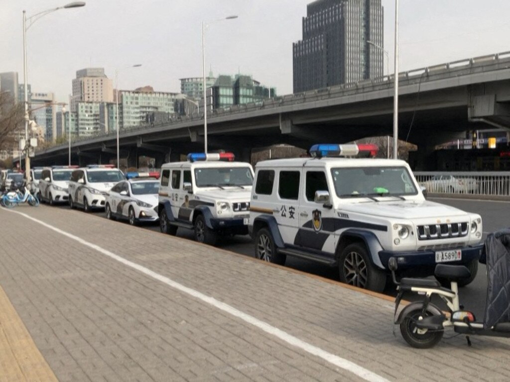 Heavy police presence in Beijing on Monday. Picture: Ludovic Ehret/AFP