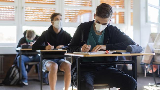 Final-year pupils at Joseph Koenig Grammar School prepare for exams in Haltern am See, Germany. Picture: AP