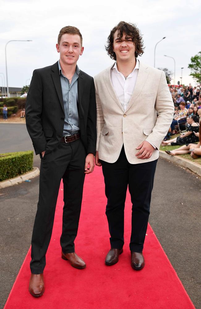 Evan Kolleggar and Monty Russell at Highfields State Secondary College. Picture: Patrick Woods.