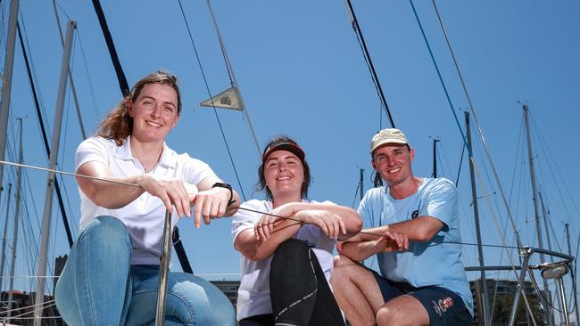 Jess, Rebecca and Tom Grimes who were to have sailed south.