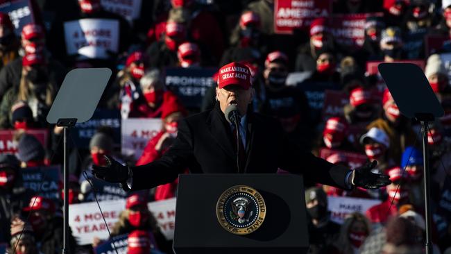 President Donald Trump attended a rally in Pennsylvania just days before the election. Picture: Mark Kauzlarich