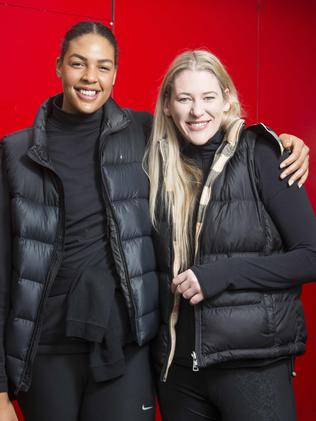 Basketball stars Liz Cambage and Lauren Jackson. Picture: Eugene Hyland