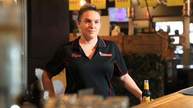 Bungalow Hotel manager Erin Chalmers says that the difficulty in catching taxis discourages drinkers from visiting suburban hotels. Picture: Brendan Radke