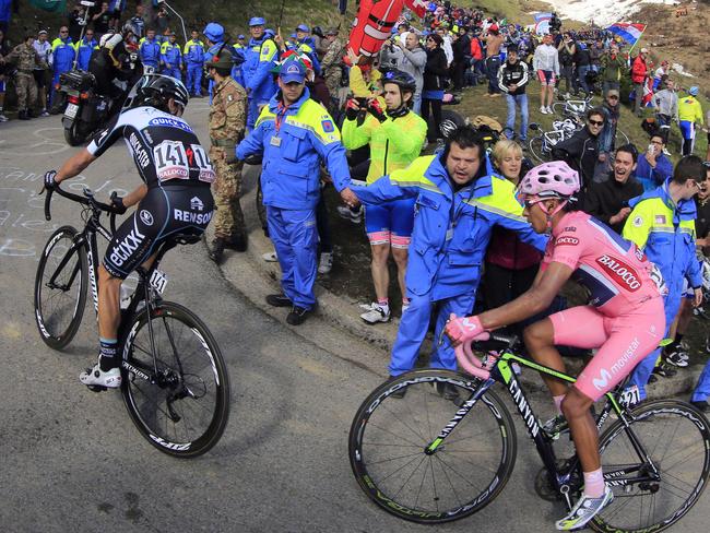 Colombia's Nairo Quintana he climbs the Monte Zoncolan during the 20th stage of the Giro d'Italia. Picture: Roberto Bettini