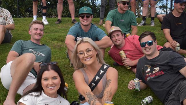 Mollie Lewis, Ashley McKay, Josh Woodham, Jake Wease, Dale Sheraton and Henry Harris at the Sunshine Coast Rugby League Finals 2022.