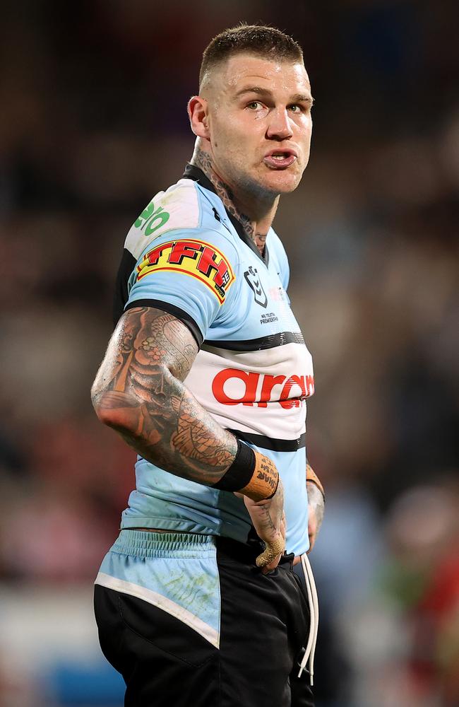 Josh Dugan pictured when he used to play for the Cronulla Sharks in the NRL last year. Picture: Mark Kolbe/Getty Images