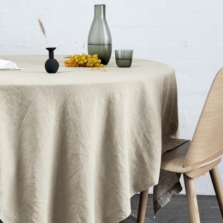 A linen tablecloth is a great addition to your dining table.