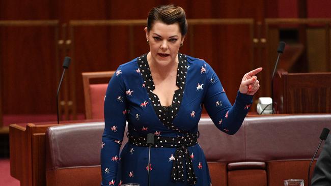 The Greens’ Sarah Hanson-Young has clashed with fellow senator David Leyonhjelm. Picture: AAP