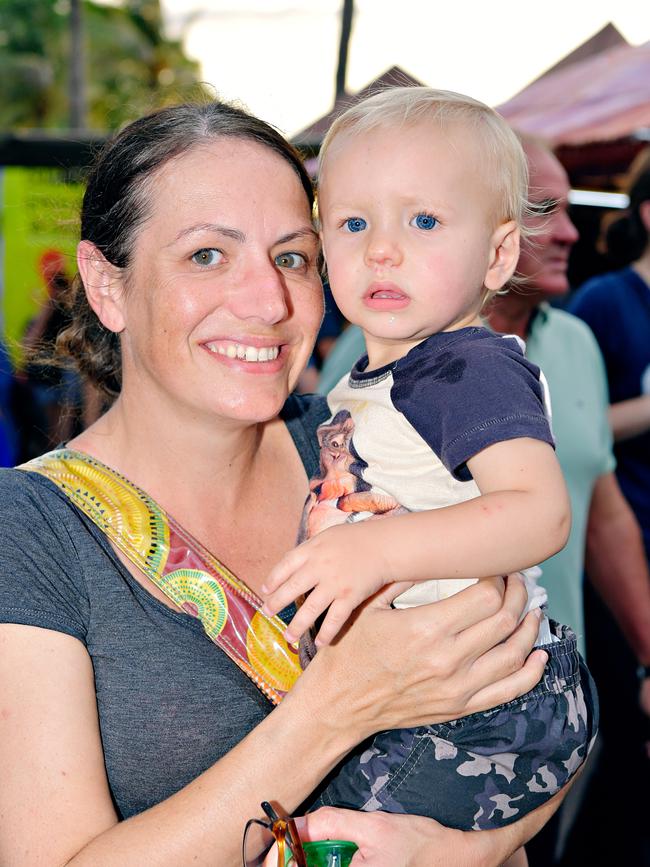 Amanda Quinn, and Alby Quinn, 18 months, at the last Mindil Markets for 2017. Picture: Michael Franchi